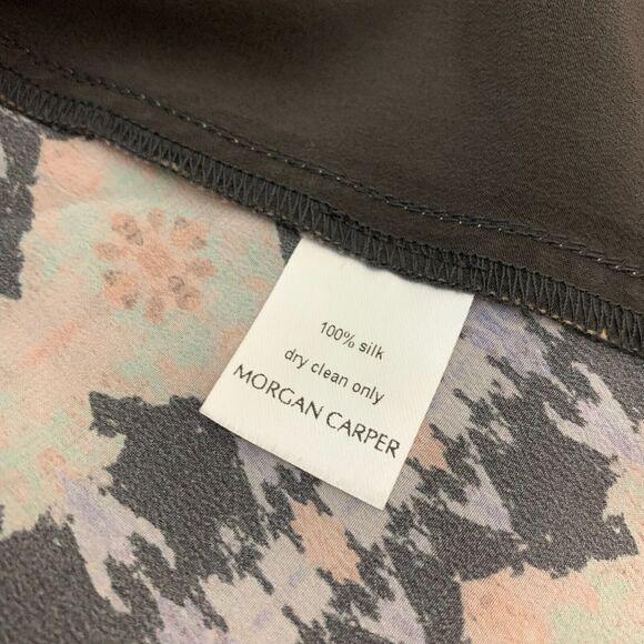 MORGAN CARPER Black/Multi Abstract Racer Back 100% Silk Knotted Cami Tank Sz M - Picture 11 of 16